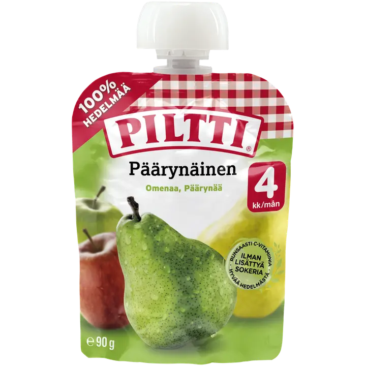 Piltti 90g Päärynäinen hedelmäsose 4kk annospussi｜Piltti 90g 梨果泥 4 个月袋装