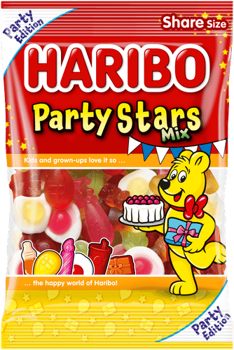 Haribo 派对星星混合375克糖果袋｜HARIBO Party Stars Mix 375 g karkkipussi