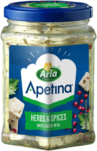 Arla Apetina 265/150g salaattijuustokuutiot maustetussa öljyssä yrtit ja mausteet
