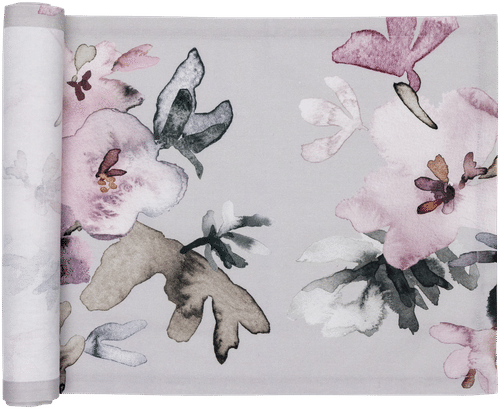Pentik 赫提亚克力涂层桌旗45x160厘米花朵灰色｜Pentik Hetki akryylipinnoitettu kaitaliina 45x160 cm kukka harmaa
