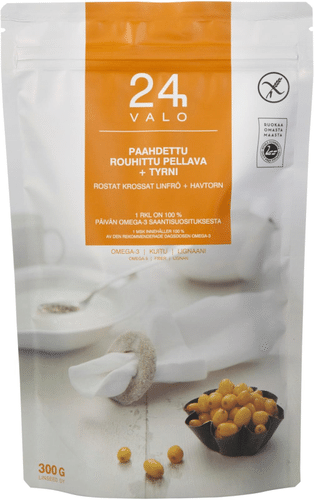 VALO24h paahdettu rouhittu pellava + tyrni 300g｜Valo24h 烤亚麻籽碎 + 沙棘 300g
