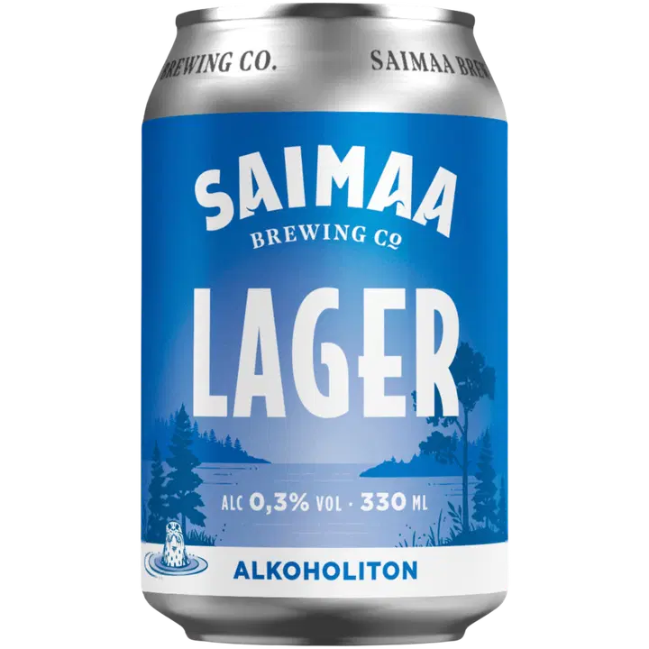 Saimaa Alkoholiton Lager 0,3% olut 0,33 l tölkki｜Saimaa 0度贮藏饮品 0.3% 饮品 0.33 升罐装