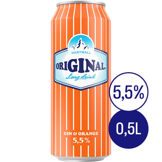 Hartwall Original Long Drink Orange 5,5% 0,5 l｜Hartwall Original Long Drink 橙色 5.5% 0,5 l