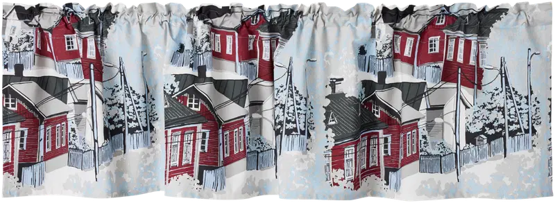 Vallila 窗帘布料 邻里 60x250厘米 红色｜Verhokappa  Naapurusto 60x250 cm punainen