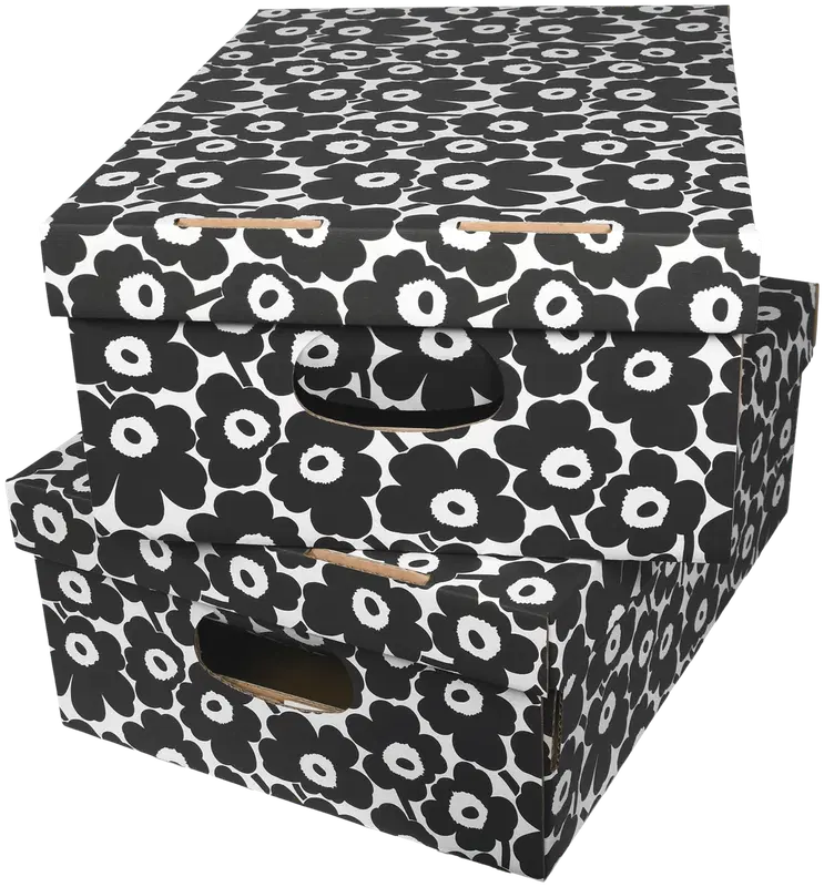 Marimekko 收纳盒 Unikko 黑色 2件/包｜Marimekko kotilaatikko Unikko musta 2kpl/pkt