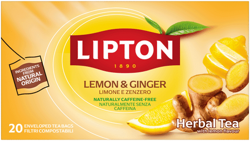 Lipton Lemon & Ginger Refresh yrttitee 20pss｜Lipton 柠檬生姜清爽花草茶 20pss