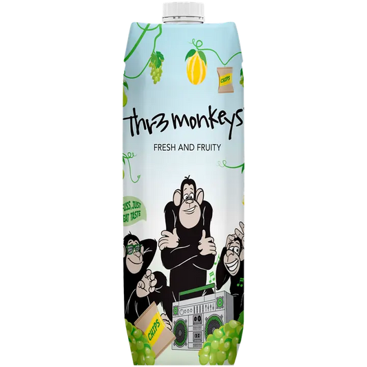 Thr3 Monkeys Fresh & Fruity White 8,0 til-% 1 L｜Thr3 Monkeys 新鲜果味白葡萄饮料 8.0 vol% 1 L