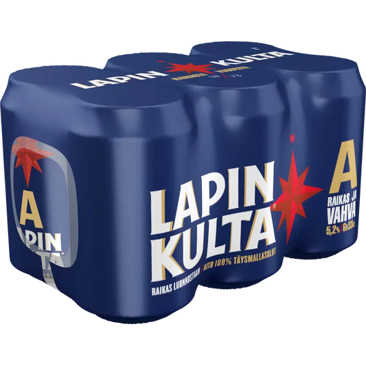 6 x Lapin Kulta olut 5,2% 0,33 l｜Lapin Kulta 6 x 拉普兰 Kulta 饮料 5.2% 0,33 l