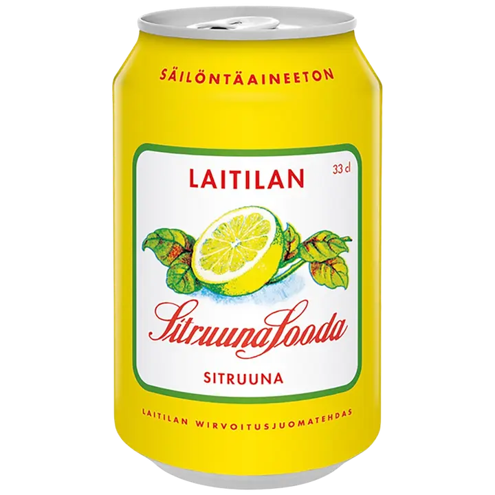 Laitilan Sitruunasooda 0,33L sitruunanmakuinen limonaadi｜Laitilan Lemon soda 0.33L 柠檬味柠檬水