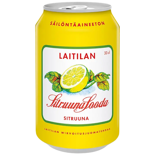 Laitilan Sitruunasooda 0,33L sitruunanmakuinen limonaadi｜Laitilan Lemon soda 0.33L 柠檬味柠檬水