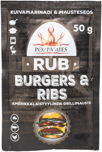 Poppamies 汉堡与排骨调味料 50g｜Poppamies Rub Burgers & Ribs mausteseos 50g