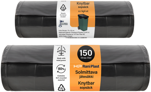 HP Rani Plast AB 150升可扎口垃圾袋 10 kpl