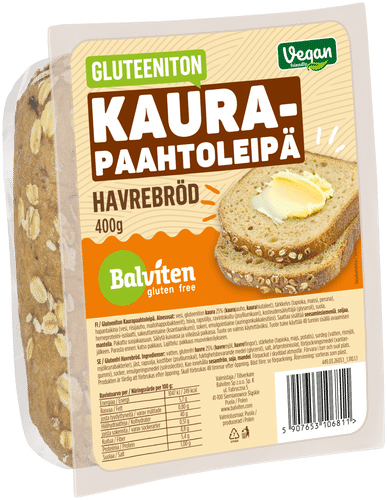 Balviten Gluteeniton Kaurapaahtoleipä 400g｜Balviten 无麸质燕麦吐司面包 400g