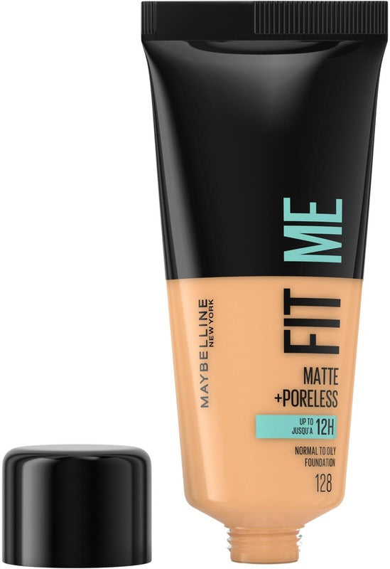 Maybelline 纽约Fit Me哑光无瑕粉底液 128 Warm Nude 30ml｜Maybelline New York Fit Me Matte+Poreless -meikkivoide 128 Warm Nude 30ml
