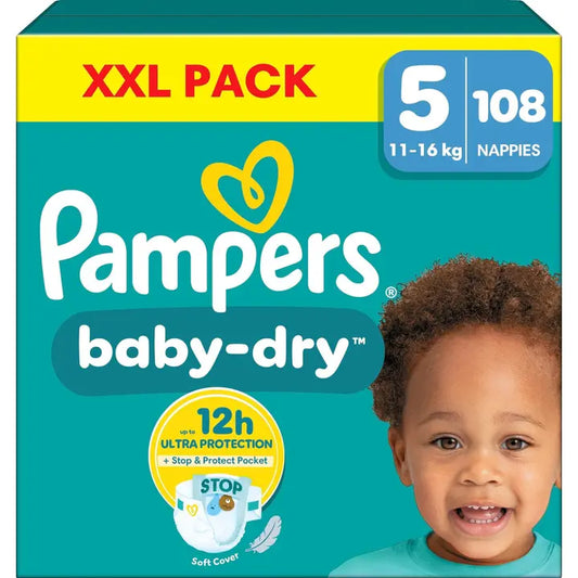 Pampers BabyDry S5 11-16kg 108kpl vaippa｜Pampers BabyDry S5 11-16公斤 108片纸尿裤