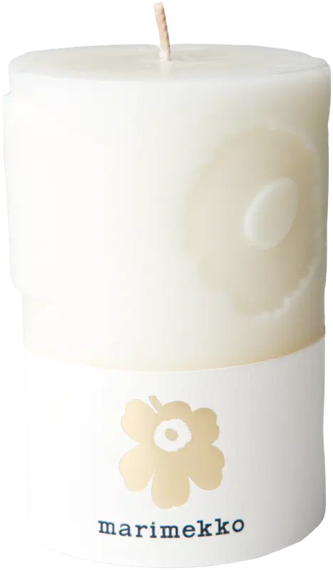 Marimekko 罂粟花自然白桌用蜡烛 1支/6.5x10厘米｜Marimekko Unikko luonnonvalkoinen pöytäkynttilä 1kpl/6,5x10cm