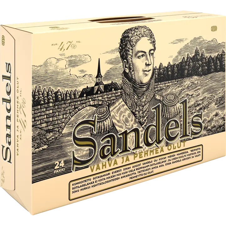 24 x Sandels 4,7 % olut 0,33 l tlk salkku｜Sandels 24 瓶 Sandels 4.7% 饮料，每箱 0.33 升