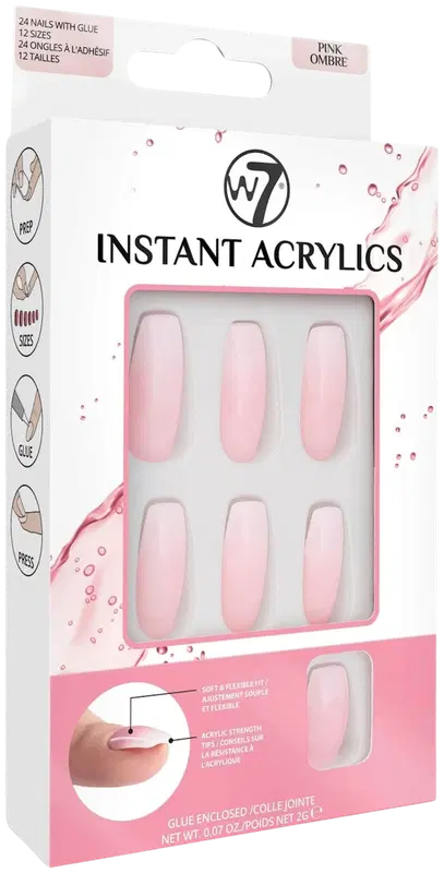 W7 Instant acrylics 粉色，柔和渐变色｜W7 Instant acrylics Pinkki, pehmeä sävy joka vaalenee asteittain.