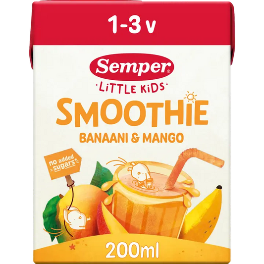 Semper Smoothie Banaani & mango 1-3v 200ml｜Semper 香蕉芒果冰沙 1-3 岁 200ml