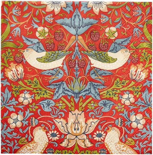 William Morris Strawberry Thief 红色餐巾 20张/24厘米