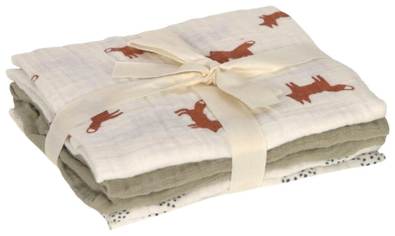 Lässig 棉纱巾 60厘米 小森林狐狸 3 kpl｜Lässig puuvillaharso 60 cm pieni metsäkettu 3 kpl