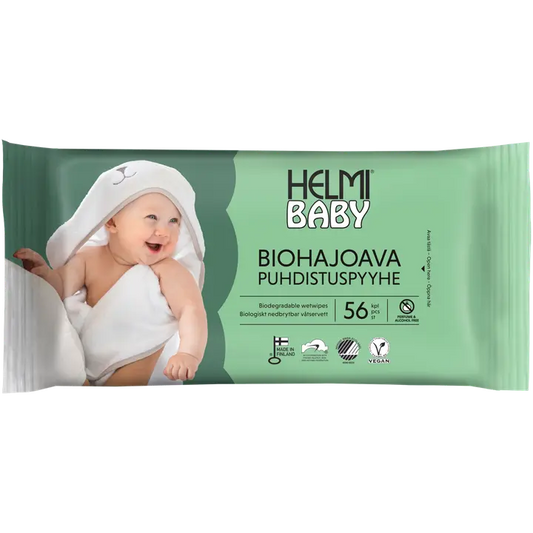 Helmi Baby Biohajoava Puhdistuspyyhe 56 kpl｜Helmi 婴儿可生物降解清洁巾 56 kpl