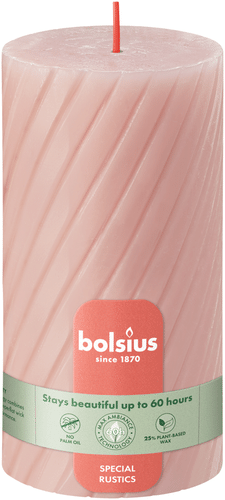Bolsius 螺旋桌用蜡烛 做旧风格 – 浅粉色 – 13 cm