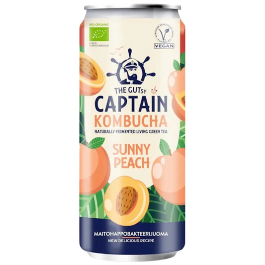 The Gutsy Captain Kombucha Sunny Peach kombucha juoma 250ml LUOMU｜The Gutsy Captain Kombucha Sunny Peach 康普茶饮料 250ml 有机