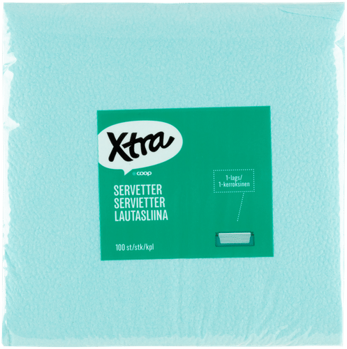 Xtra 浅蓝色餐巾纸 33x33厘米 100 kpl