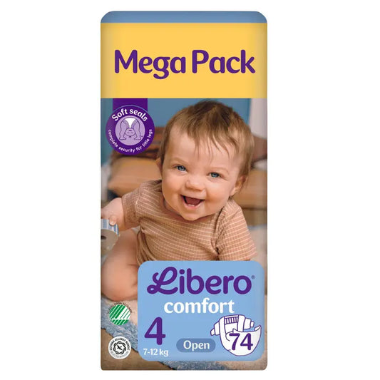 LIBERO Comfort teippivaippa koko 4, 74 kpl, 7-12kg｜Libero 舒适胶带尿布尺寸 4，74 片，7-12 公斤