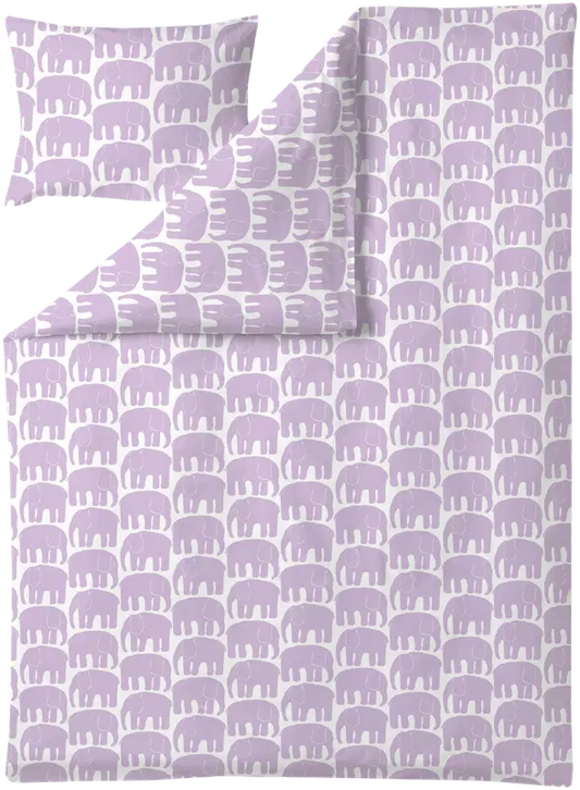 Finlayson 大象 被套套装 150X210+50X60 浅紫色｜Finlayson pussilakanasetti Elefantti 150X210+50X60 vaalea lila
