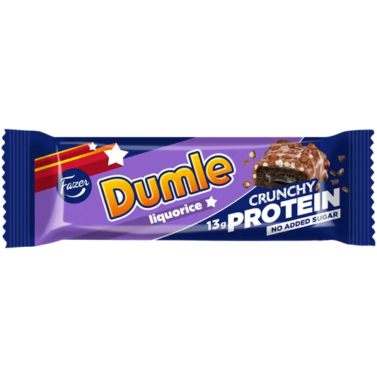 Fazer Dumle Crunchy Lakritsi Protein patukka 45g-Fazer Dumle 松脆甘草蛋白棒 45g