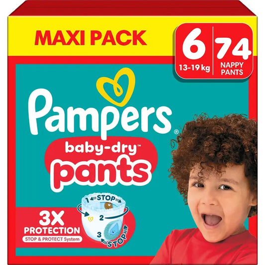 Pampers BabyDry Pants S6 13-19 kg 74kpl vaippa｜Pampers BabyDry Pants S6 13-19公斤 74片尿布