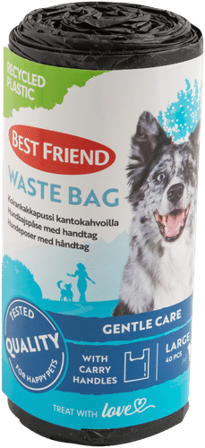 Best Friend Koiran kakkapussi L (21x39 cm) kantokahvoilla, kierrätysmuovia