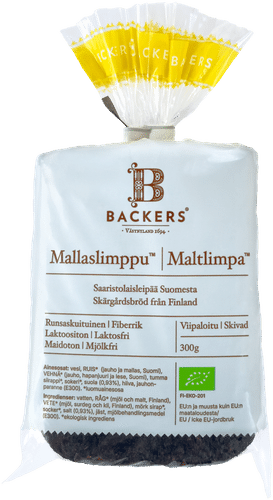 Backers luomumallaslimppu 300 g viipaloitu｜None Backers有机麦芽面包300g切片