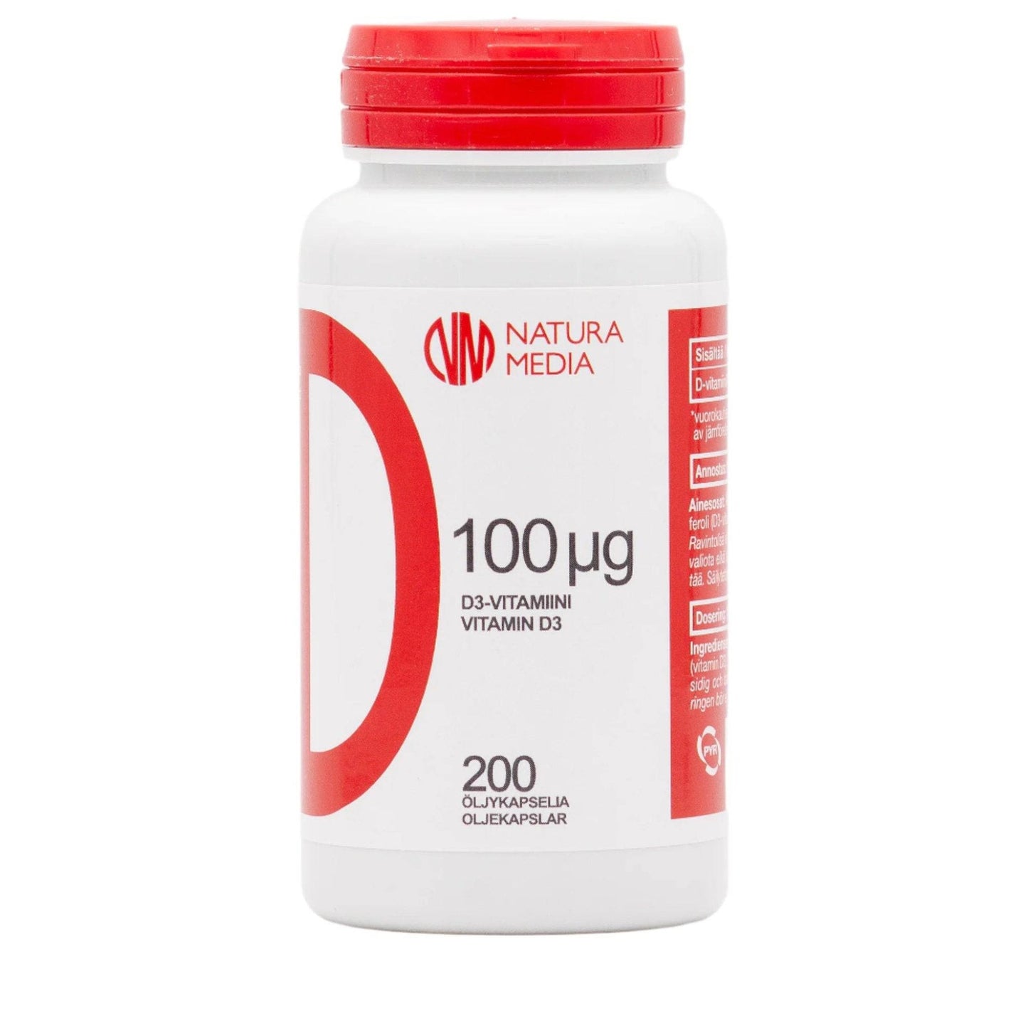 Natura Media D3-vitamiini 100 µg 200 kaps. - erä｜Natura Media 维生素 D3 100 µg 200 粒。 - 很多