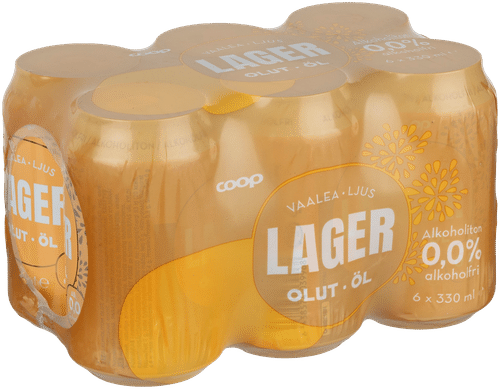 Coop 无醇拉格0.0%麦芽饮料6x0.33升罐装｜Coop alkoholiton lager 0,0% olut 6x0,33l tlk