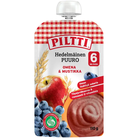 Piltti 110g Hedelmäinen Puuro Omena-mustikka 6kk annospussi｜Piltti 110g 水果粥 苹果蓝莓 6个月袋装