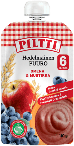 Piltti 110g 水果粥 苹果蓝莓 6个月 袋装｜Piltti 110g Hedelmäinen Puuro Omena-mustikka 6kk annospussi
