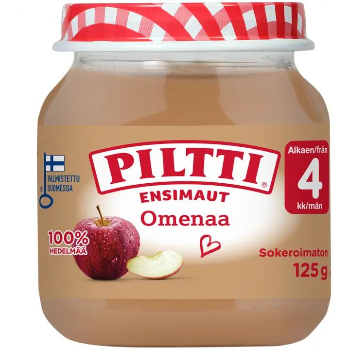 Piltti Ensimaut 125g Omenaa hedelmäsose 4kk｜Piltti 第一口味 125 克苹果果泥 4 个月