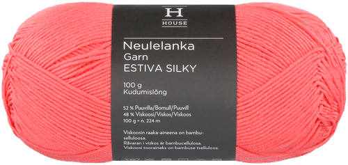 House Estiva Silky 竹粘胶棉混纺毛线 100克 珊瑚红 4368
