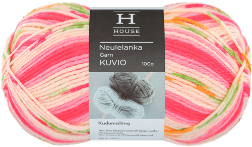House 羊毛混纺花线 100克 粉/白/浅绿 81062