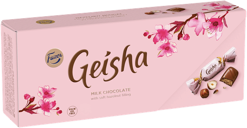 Fazer 艺伎榛子牛轧糖夹心巧克力 250g｜Fazer Geisha hasselpähkinänougat suklaakonvehti 250g