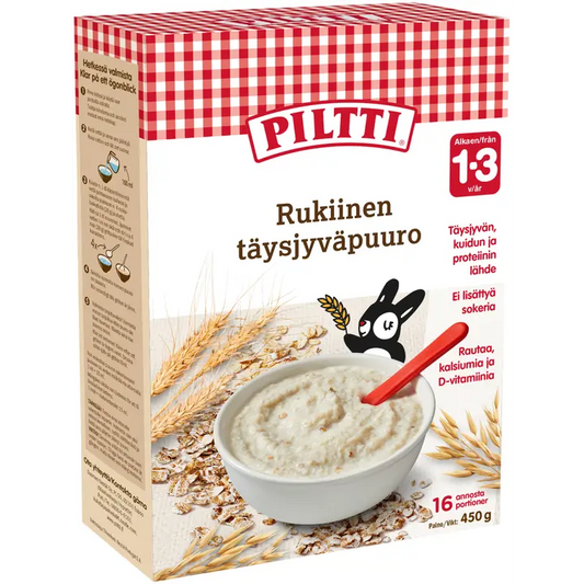 PILTTI 450g Rukiinen täysjyväpuurojauhe 1-3v｜Piltti 450克黑麦全麦粥粉1-3年