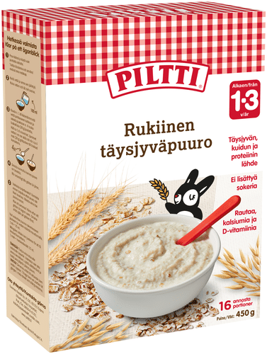 Piltti 450克黑麦全麦粥粉 1-3岁｜PILTTI 450g Rukiinen täysjyväpuurojauhe 1-3v