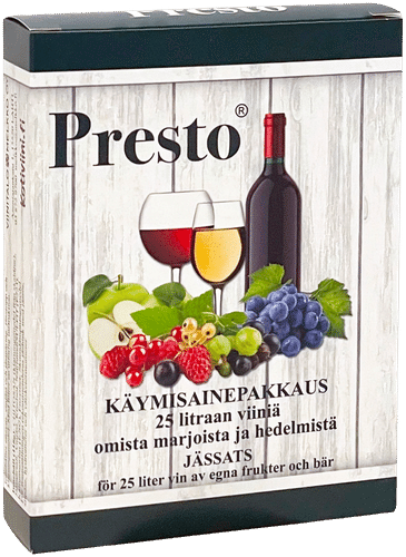 PRESTO Käymisaineet 25 l viiniä omista marjoista ja hedelmistä