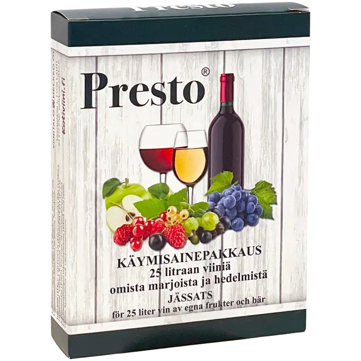 PRESTO Käymisaineet 25 l viiniä omista marjoista ja hedelmistä｜Presto 发酵成分 25 升自制浆果和水果的葡萄饮料
