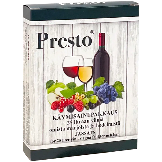 PRESTO Käymisaineet 25 l viiniä omista marjoista ja hedelmistä｜Presto 发酵成分 25 升自制浆果和水果的葡萄饮料
