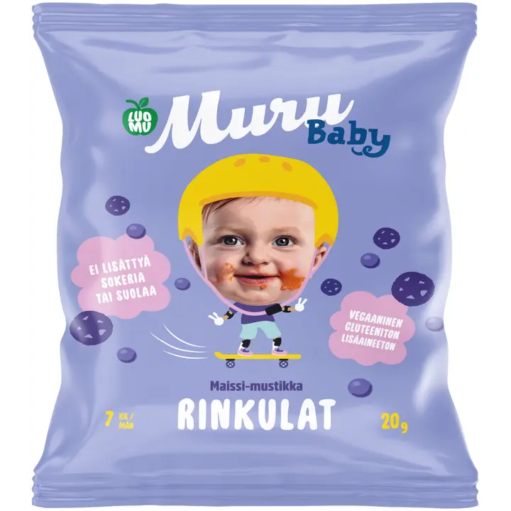 Muru Baby Luomurinkulat maissi-mustikka 7 kk 20 g｜Muru Baby 有机玉米蓝莓卷 7 个月 20 g