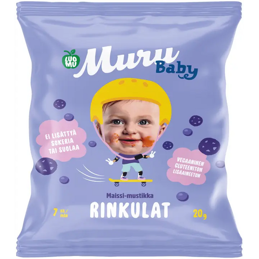 Muru Baby Luomurinkulat maissi-mustikka 7 kk 20 g｜Muru Baby 有机玉米蓝莓卷 7 个月 20 g